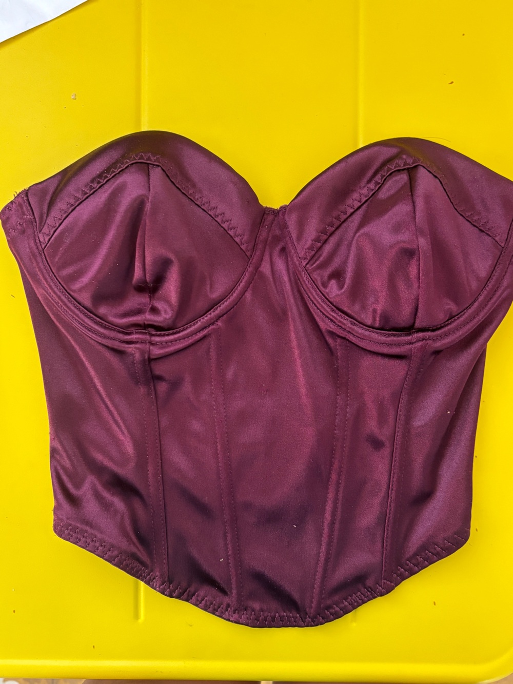 Forever 21 Wine Satin Strapless Bustier Top